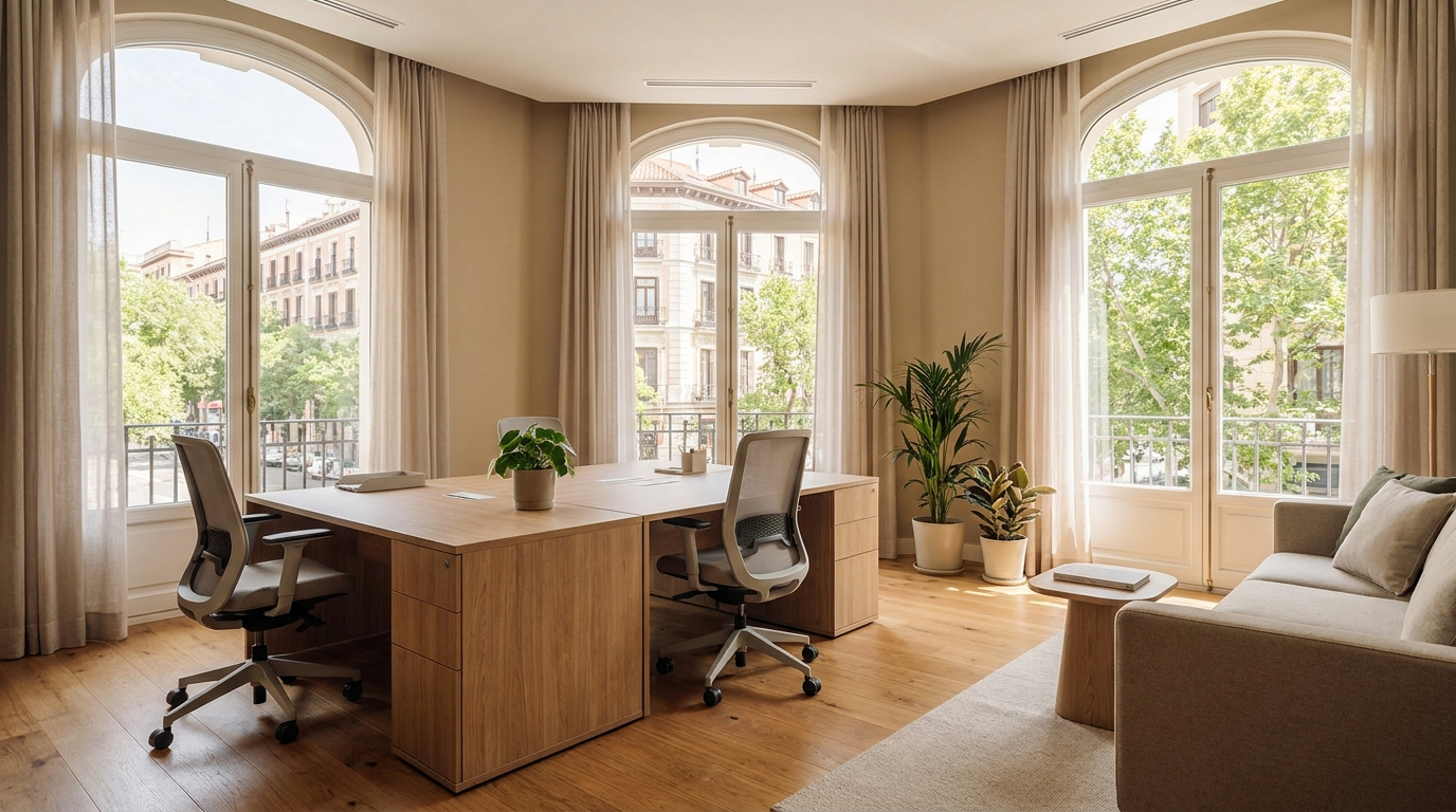 Despacho privado y oficina flexible en alquiler en el barrio de Salamanca, Madrid