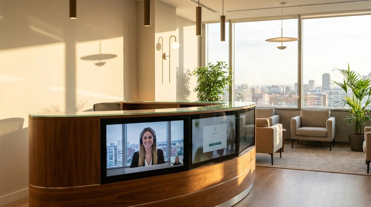 Recepcion de una oficina virtual en un centro de negocios de Madrid