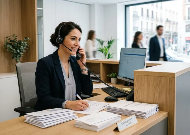 Secretaria virtual gestionando correspondencia y llamadas de empresa