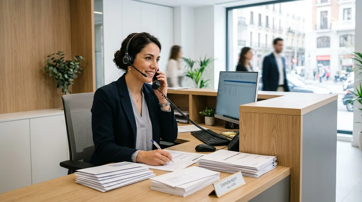 Secretaria virtual gestionando correspondencia y llamadas de empresa